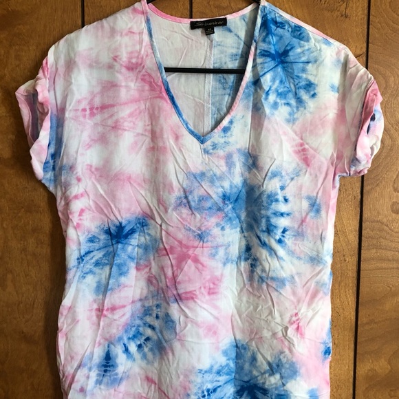 NWOT Shinestar Tie Dye Mini Dress Blue Pink XS - Picture 2 of 10